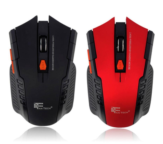 Fantech W4 Raigor Wireless Gaming Mouse in red color, featuring ergonomic design and six buttons for gaming.