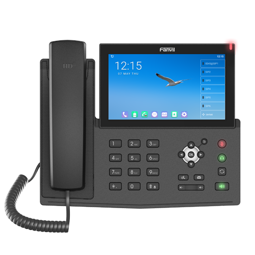 FANVIL X7A Android Touch Screen IP Phone with 7-inch color display and 112 DSS keys, showcasing its sleek design and advanced features.