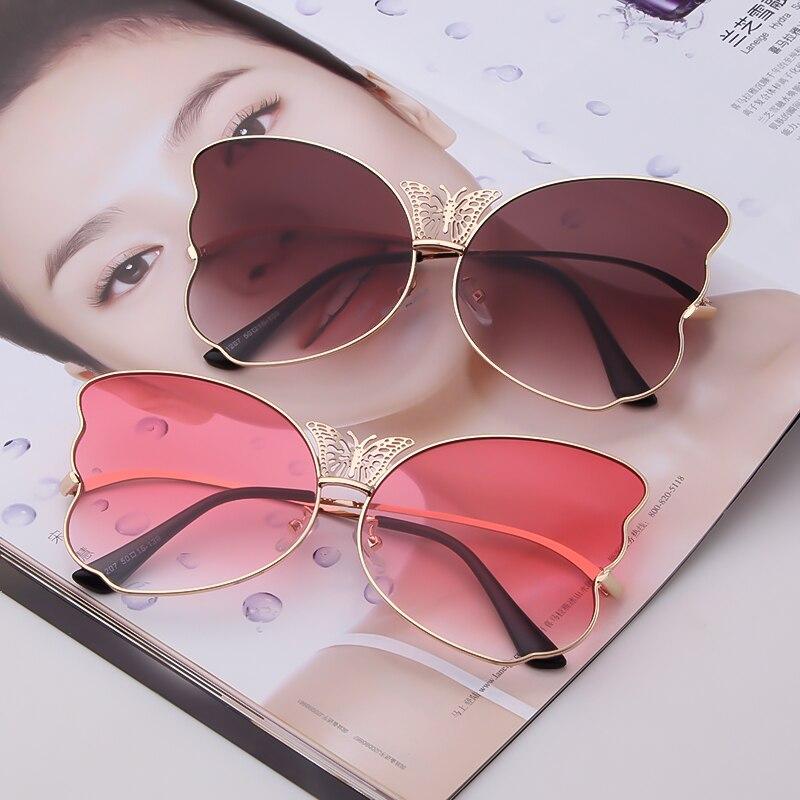 Fashion butterfly sunglasses for women in pink, featuring oversized lenses and a vintage design, perfect for sun protection.