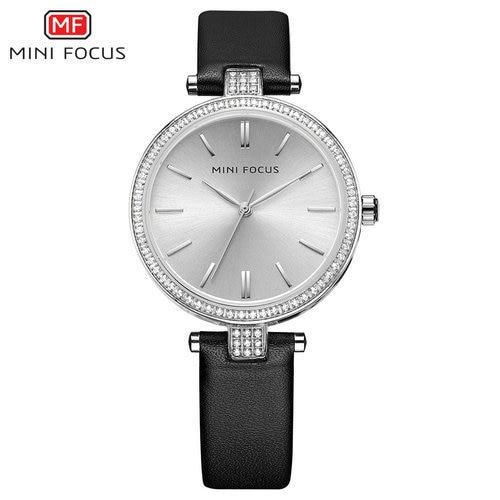 Fashion Casual Watch for Women featuring a stainless steel case and leather band, perfect for casual and formal occasions.