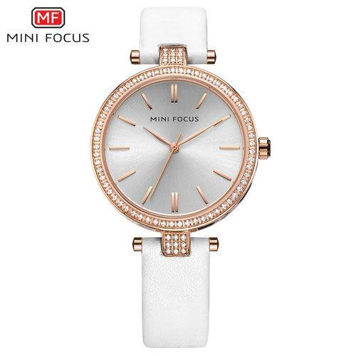 Fashion Casual Watch for Women featuring a stainless steel case and leather band, perfect for casual and formal occasions.