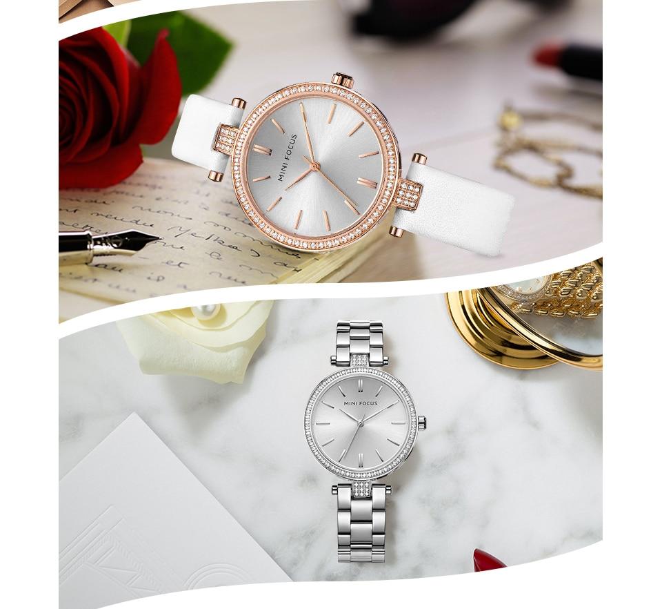 Fashion Casual Watch for Women featuring a stainless steel case and leather band, perfect for casual and formal occasions.