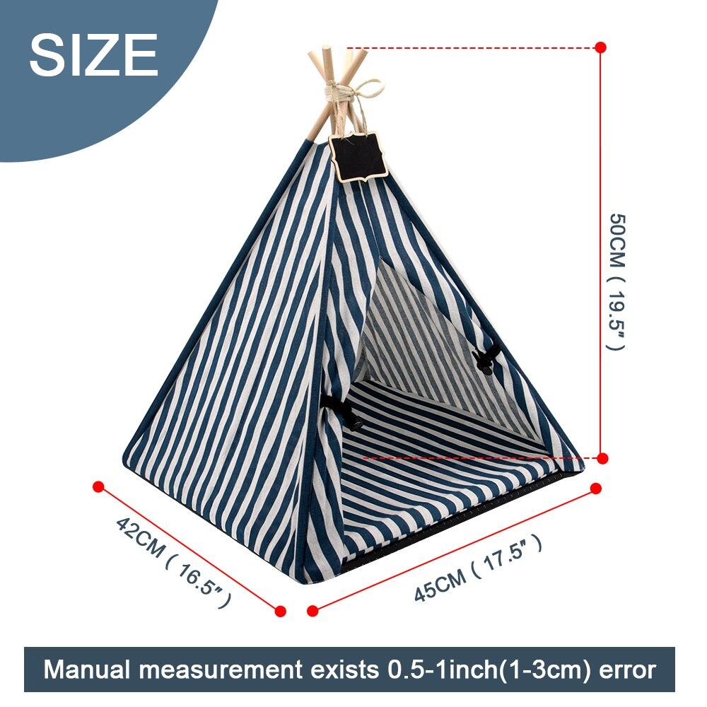 Fashion Cat Tent Nest in gray, blue, and white colors, featuring a thick cushion and cozy design for cats and small dogs.