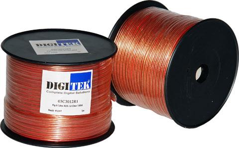 Figure 8 Speaker Cable 10AWG on a polypropylene reel, showcasing its transparent PVC jacket and oxygen-free copper strands.