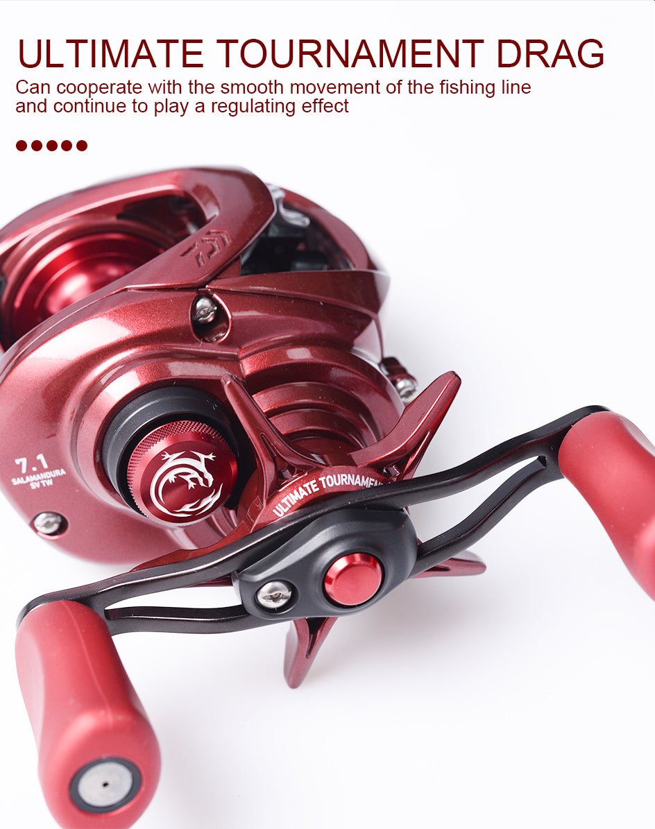 Fishing Reels 103H/103HL featuring a sleek design, 7+1BB ball bearings, and a gear ratio of 7.1:1, ideal for bait casting.