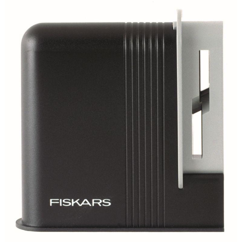 FISKARS Scissor Sharpener with ergonomic design and sharpening slot for easy use.