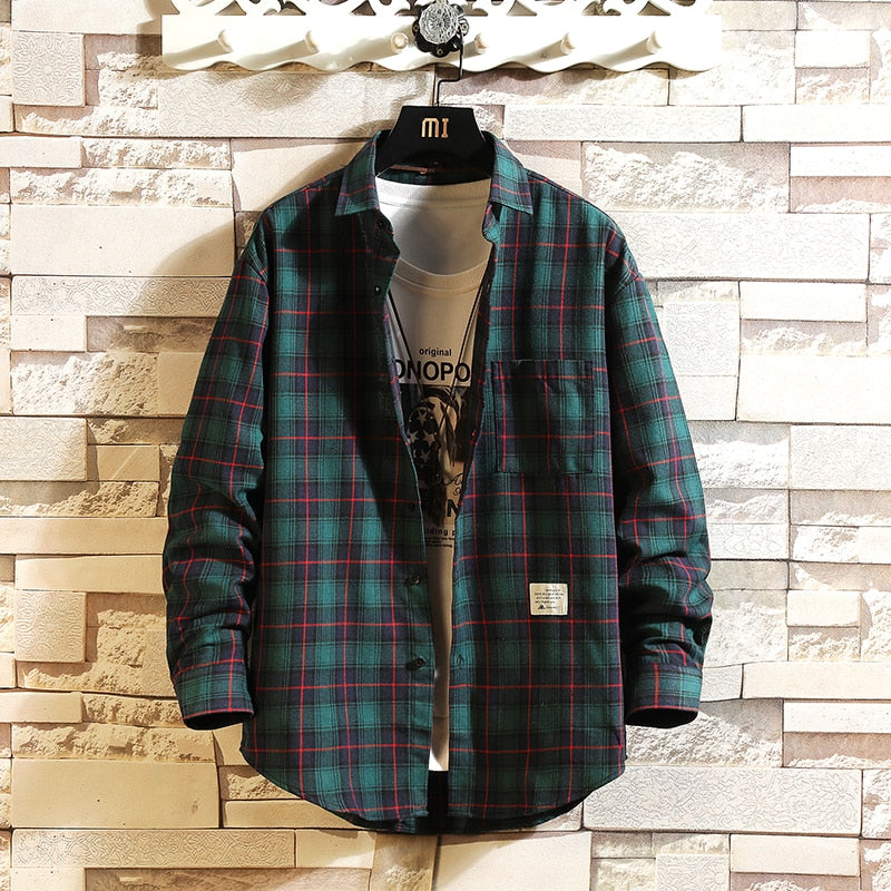 Men's Flannel Cotton Long Sleeve Plaid Shirt in various colors and styles, showcasing its quality fabric and design.