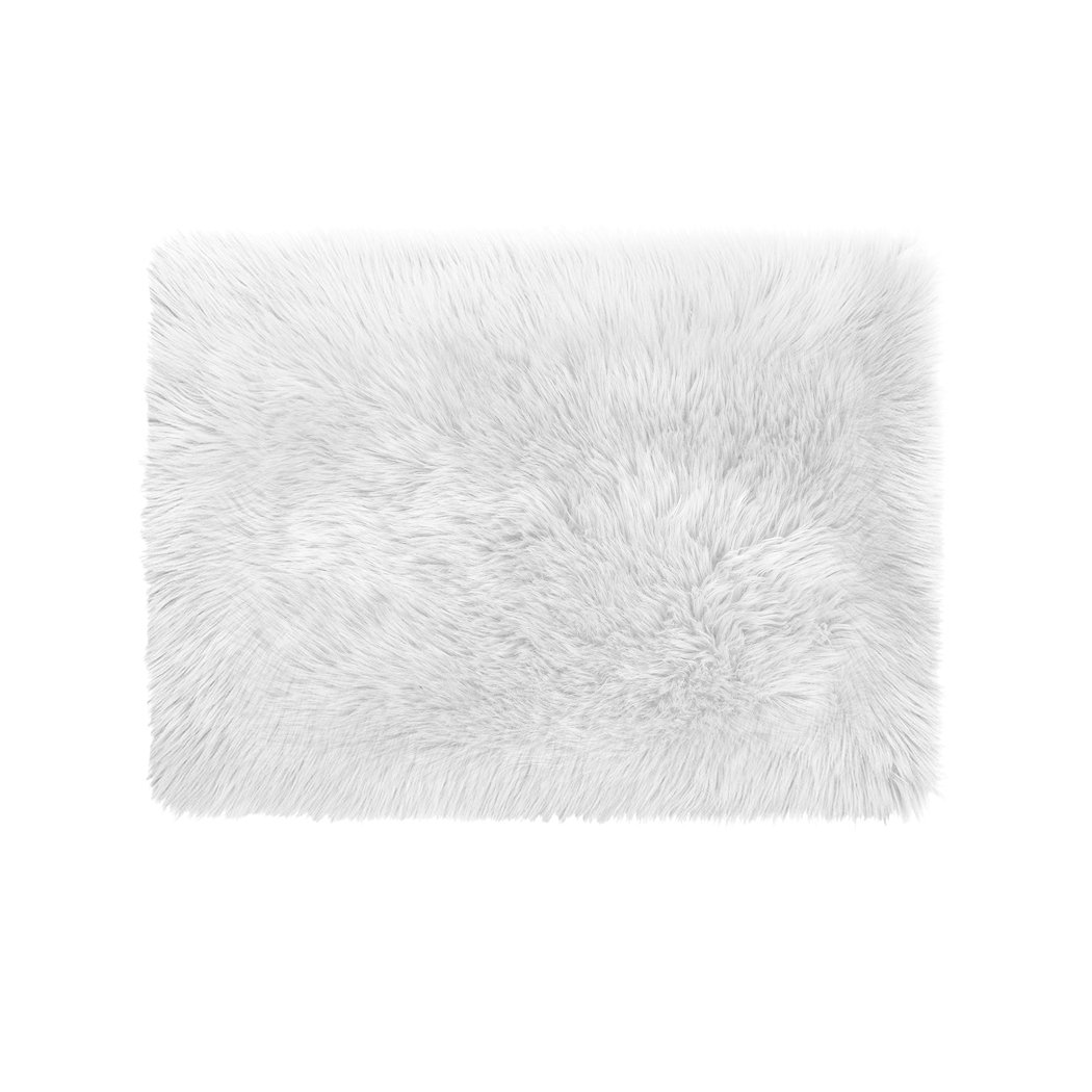 Luxurious white sheepskin shaggy rug with a plush 60-70mm pile, perfect for enhancing comfort in living rooms and bedrooms.