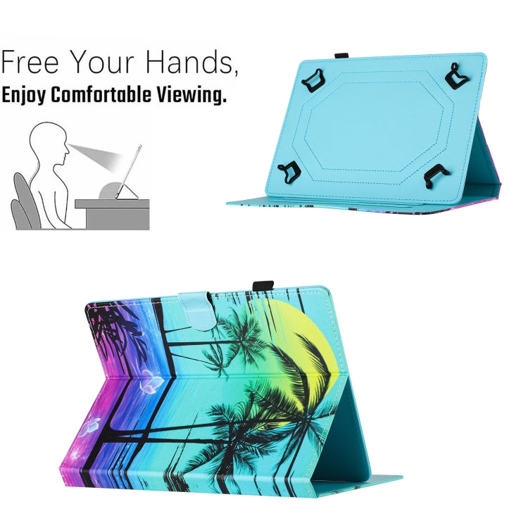 7 inch Universal Colored Drawing Stitching Leather Tablet Case in various colors, showcasing its stylish design and functional features.