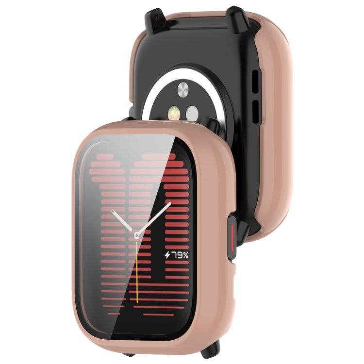 Pink tempered glass watch case designed for Amazfit Aactive, showcasing its sleek and protective features.