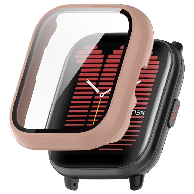 Pink tempered glass watch case designed for Amazfit Aactive, showcasing its sleek and protective features.