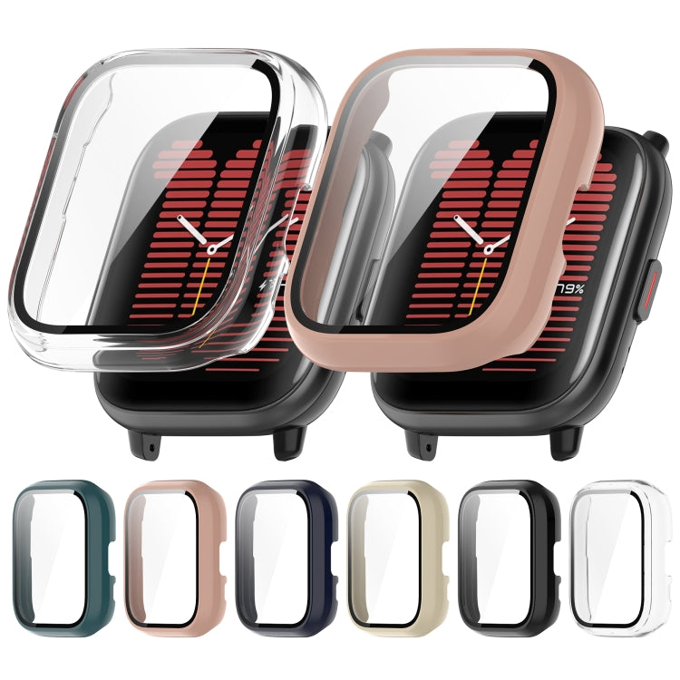 Pink tempered glass watch case designed for Amazfit Aactive, showcasing its sleek and protective features.