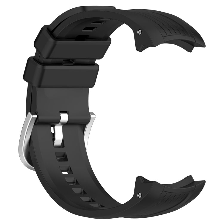 Black silicone watch band for Amazfit Balance A2286 with vertical texture, showcasing its sleek design and comfortable fit.