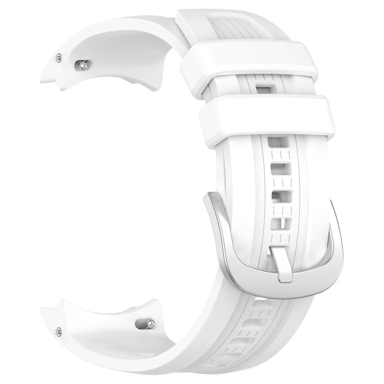 White silicone watch band for Amazfit Balance A2286 with vertical texture, showcasing its soft and durable design.