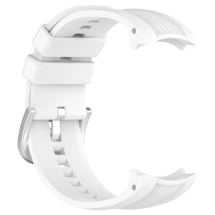 White silicone watch band for Amazfit Balance A2286 with vertical texture, showcasing its soft and durable design.