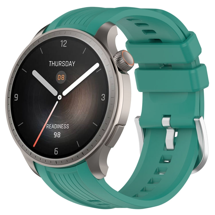 Green silicone watch band for Amazfit Balance A2286, featuring a vertical texture design for comfort and style.