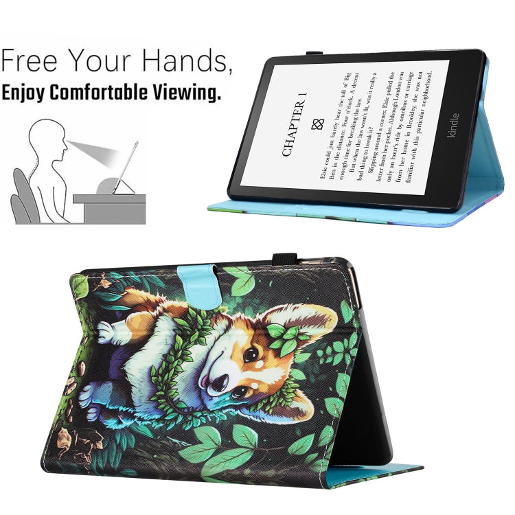 Colored Drawing Stitching Leather Case for Amazon Kindle Paperwhite 5, showcasing its stylish design and functional features.