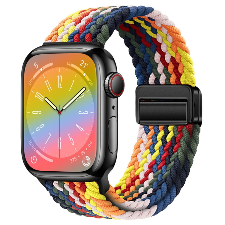 Nylon woven magnetic fold buckle strap for Apple Watch Series 3, showcasing its soft texture and adjustable metal buckle.