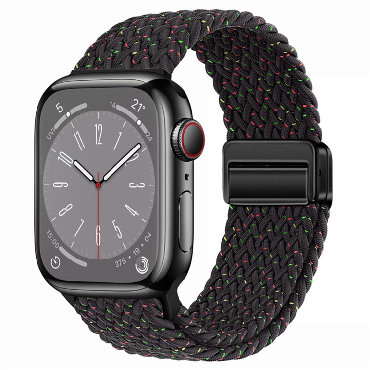 Nylon woven magnetic fold buckle watch strap for Apple Watch Ultra 2, showcasing its soft texture and adjustable metal buckle.