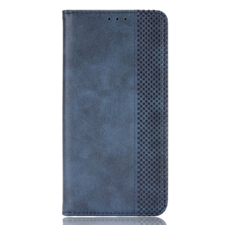 For Aquos Zero6 Magnetic Buckle case with retro crazy horse texture, showcasing card slots and horizontal viewing design.