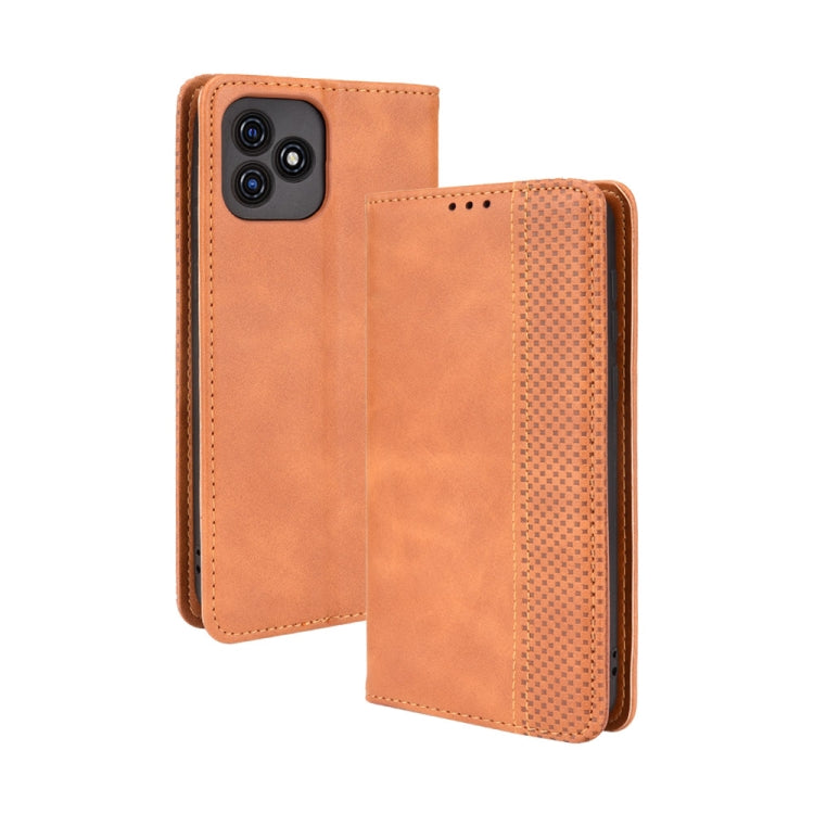 For Blackview Oscal C20 case featuring a magnetic buckle and retro crazy horse texture, showcasing its stylish design and functionality.