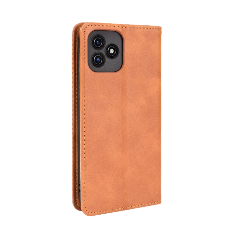 For Blackview Oscal C20 case featuring a magnetic buckle and retro crazy horse texture, showcasing its stylish design and functionality.