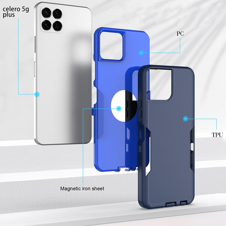 2 in 1 Magnetic PC + TPU Phone Case for Boost Mobile Celero 5G+, showcasing its durable design and sleek appearance.