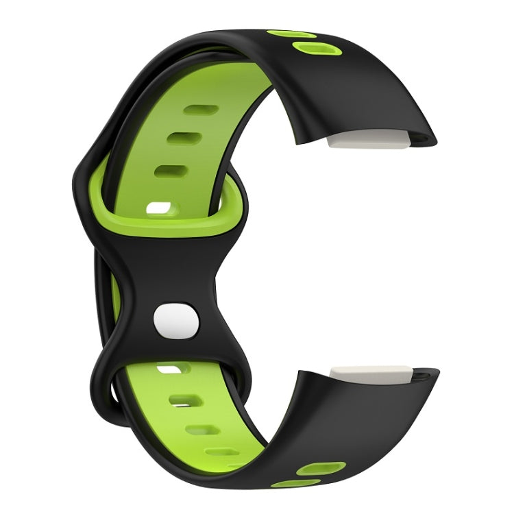 Black Lime silicone watch band for Fitbit Charge 6, showcasing its stylish design and comfortable fit.