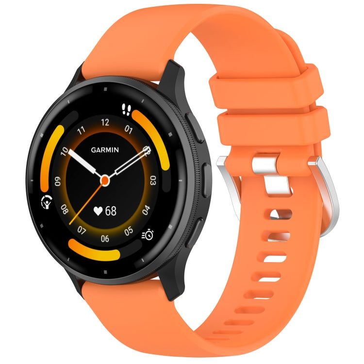 Liquid Glossy Silver Buckle Silicone Watch strap for Garmin Venu 3, showcasing its sleek design and comfortable material.