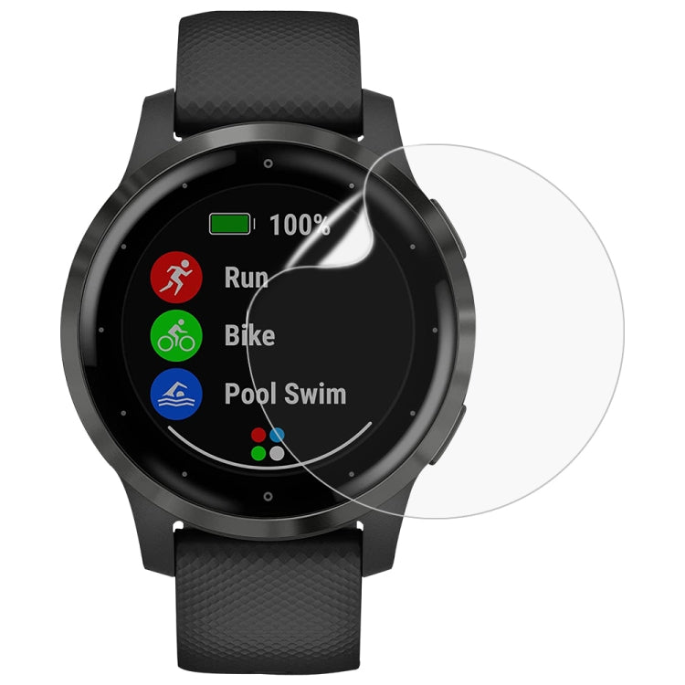 Garmin Vivoactive 4S Soft Hydrogel Film Watch Screen Protector, showcasing its clarity and fit on the smartwatch.