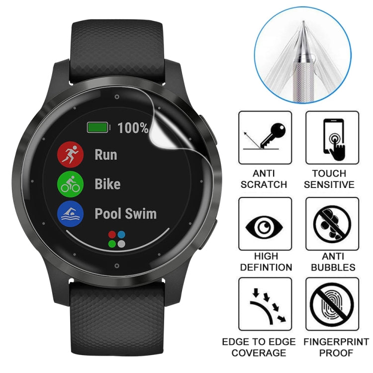 Garmin Vivoactive 4S Soft Hydrogel Film Watch Screen Protector, showcasing its clarity and fit on the smartwatch.