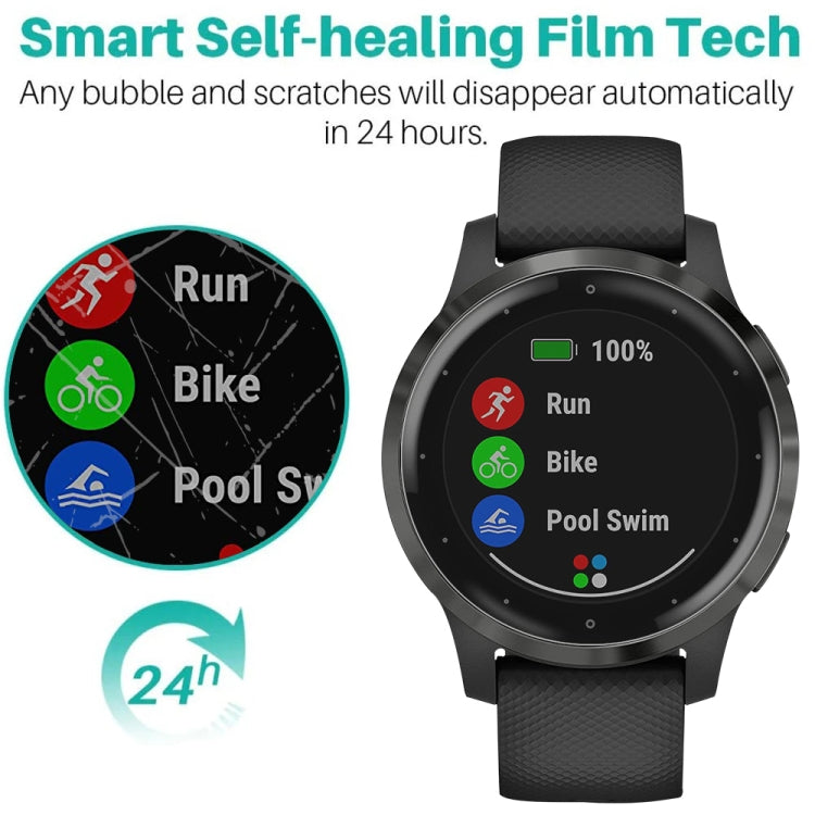 Garmin Vivoactive 4S Soft Hydrogel Film Watch Screen Protector, showcasing its clarity and fit on the smartwatch.