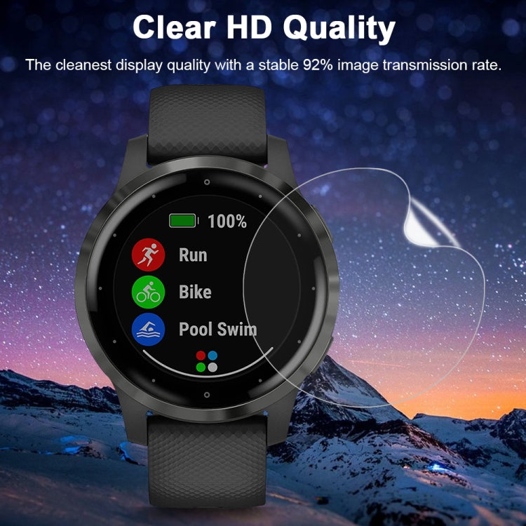 Garmin Vivoactive 4S Soft Hydrogel Film Watch Screen Protector, showcasing its clarity and fit on the smartwatch.