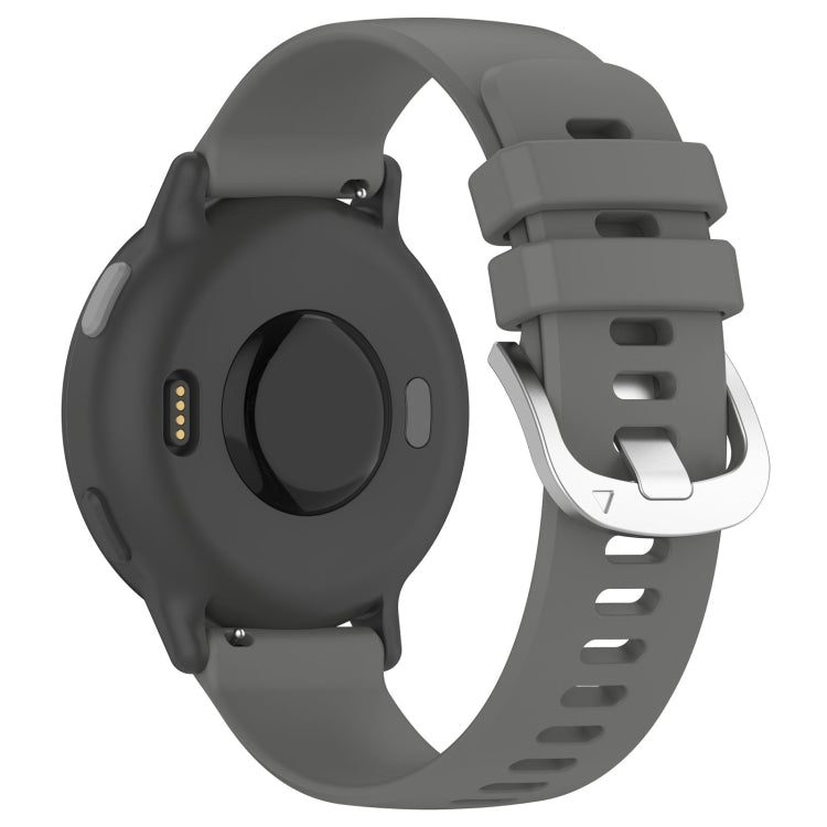 Dark grey silicone watch band for Garmin vivoactive 5 and Active 5, showcasing its stylish design and adjustable features.