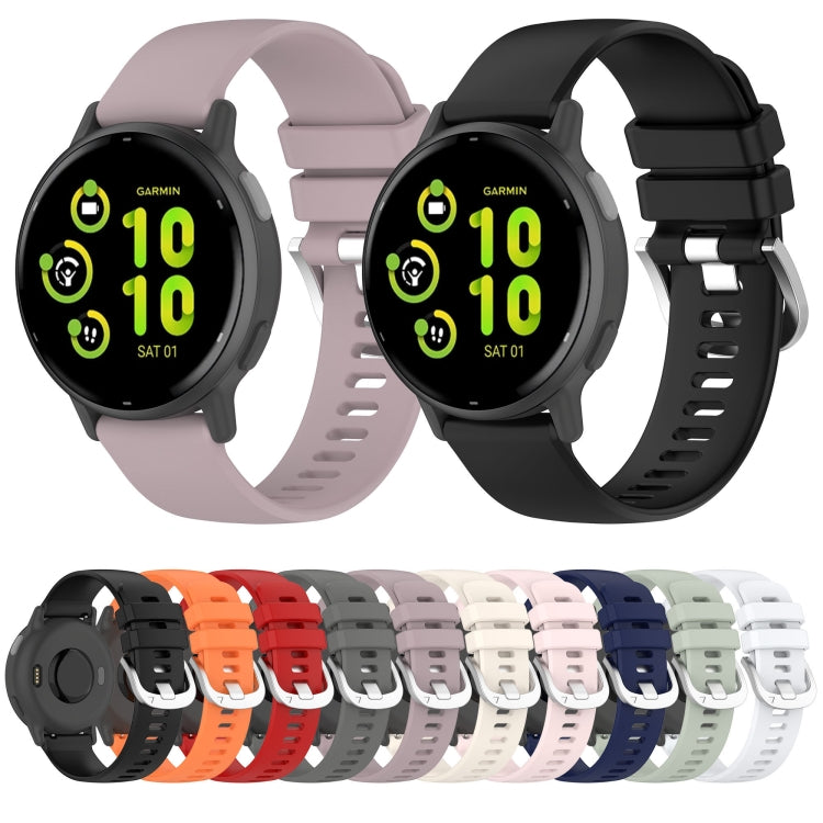 Dark grey silicone watch band for Garmin vivoactive 5 and Active 5, showcasing its stylish design and adjustable features.