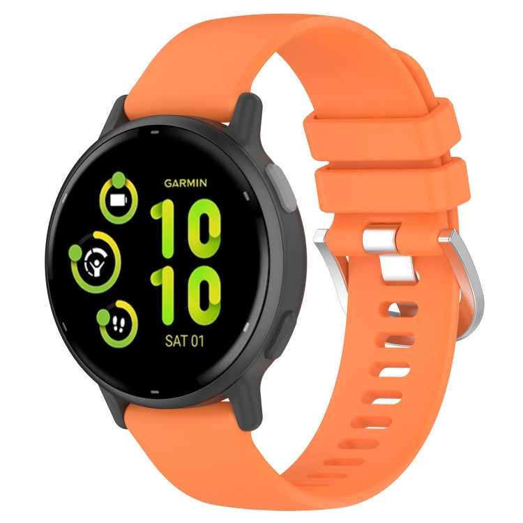 Orange silicone watch band for Garmin vivoactive 5, showcasing its stylish design and comfortable fit.