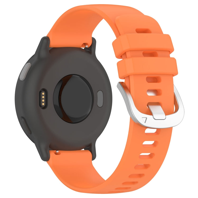 Orange silicone watch band for Garmin vivoactive 5, showcasing its stylish design and comfortable fit.