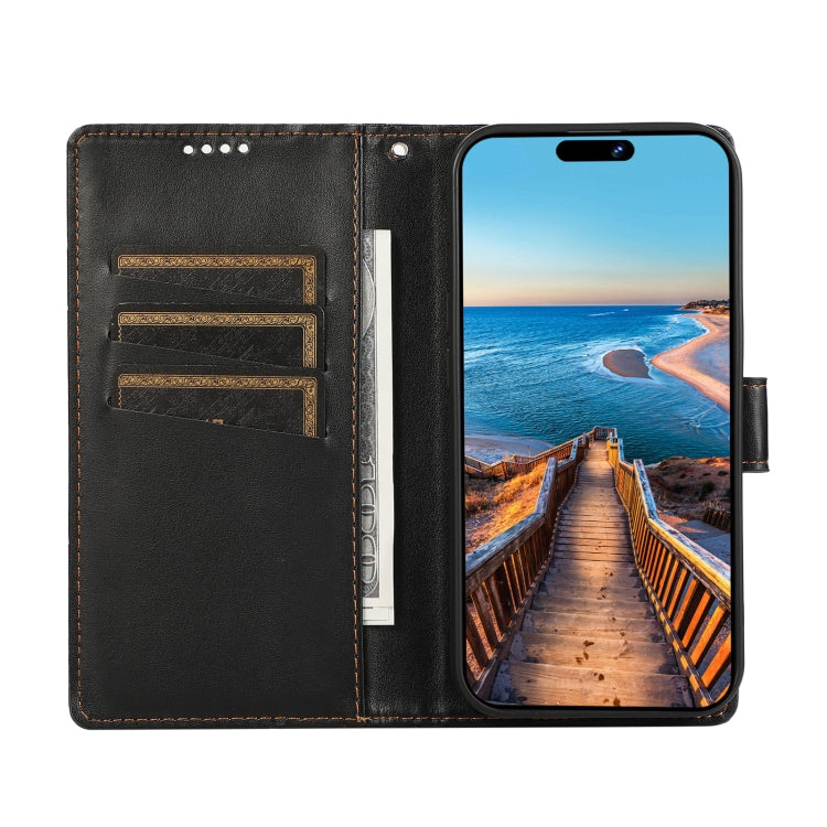 For Google Pixel 6 PU Genuine Leather Texture Embossed Line Phone Case with card slots and kickstand feature, showcasing its stylish design and functionality.