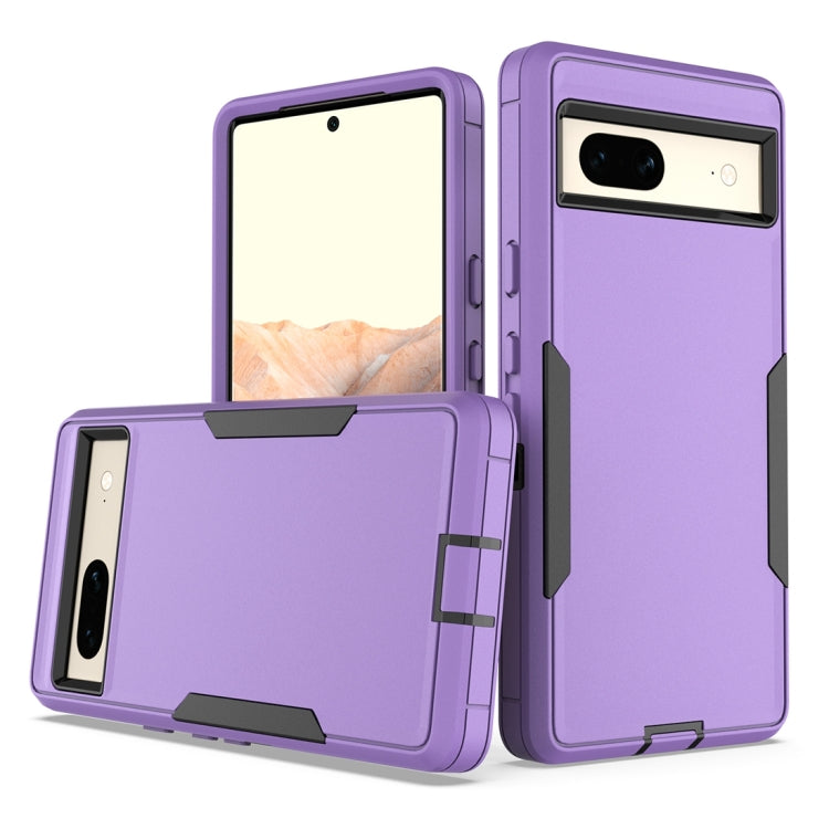 Purple and black 2 in 1 Magnetic PC + TPU Phone Case for Google Pixel 7a, showcasing its sleek design and durable materials.