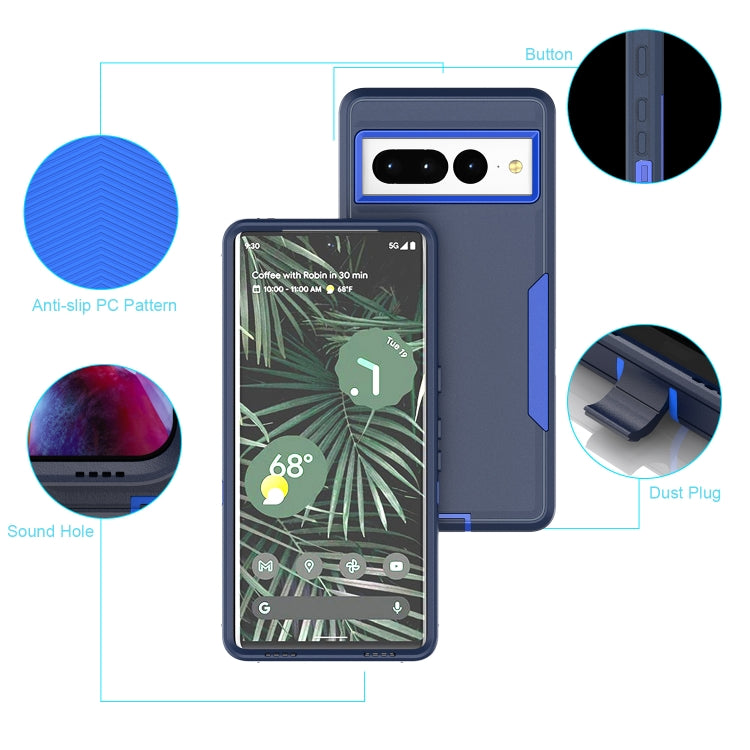 Purple and black 2 in 1 Magnetic PC + TPU Phone Case for Google Pixel 7a, showcasing its sleek design and durable materials.