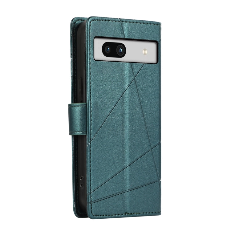 For Google Pixel 7a PU leather phone case with embossed texture, featuring card slots and a wrist strap.