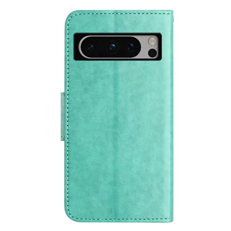 Butterfly Flower Pattern Flip Leather Phone Case for Google Pixel 8, showcasing a vibrant floral design with card slots and a holder for horizontal viewing.