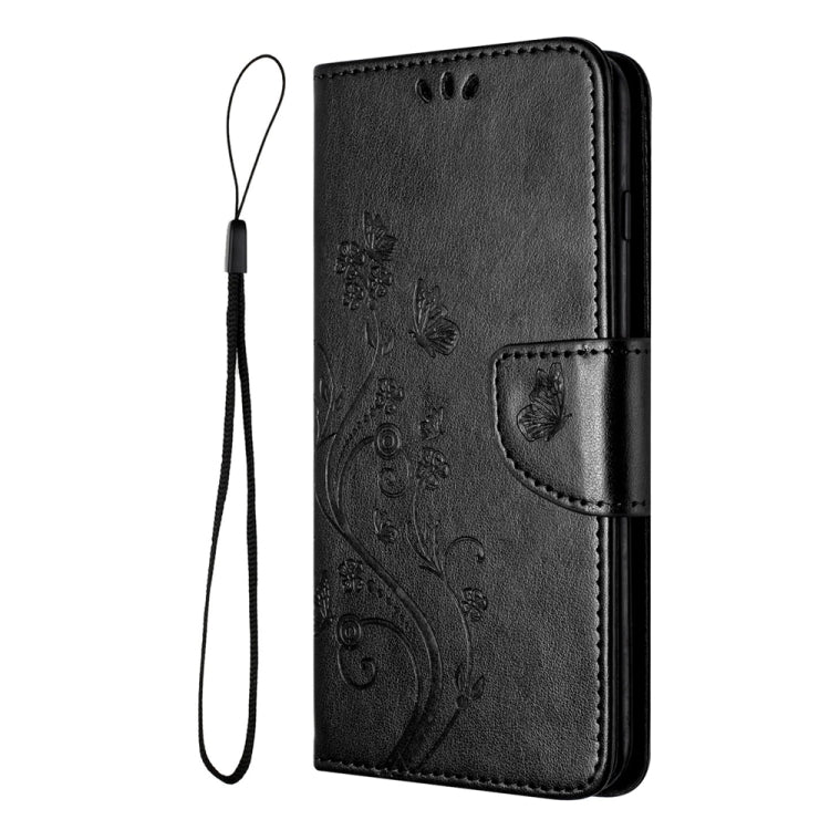 Butterfly Flower Pattern Flip Leather Phone Case for Google Pixel 8, showcasing a vibrant floral design with card slots and a holder for horizontal viewing.