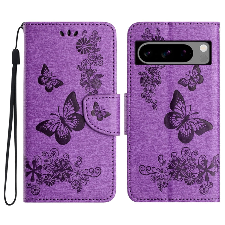 Butterfly embossed flip leather phone case for Google Pixel 8 Pro, showcasing its elegant design and functional features.