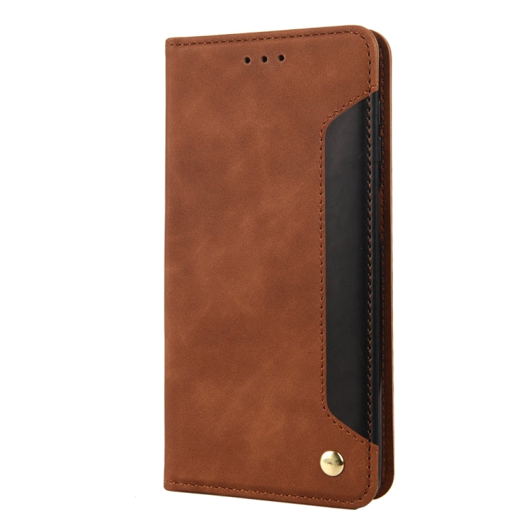 Brown splicing leather phone case for Google Pixel 8 Pro, showcasing its elegant design and practical features.