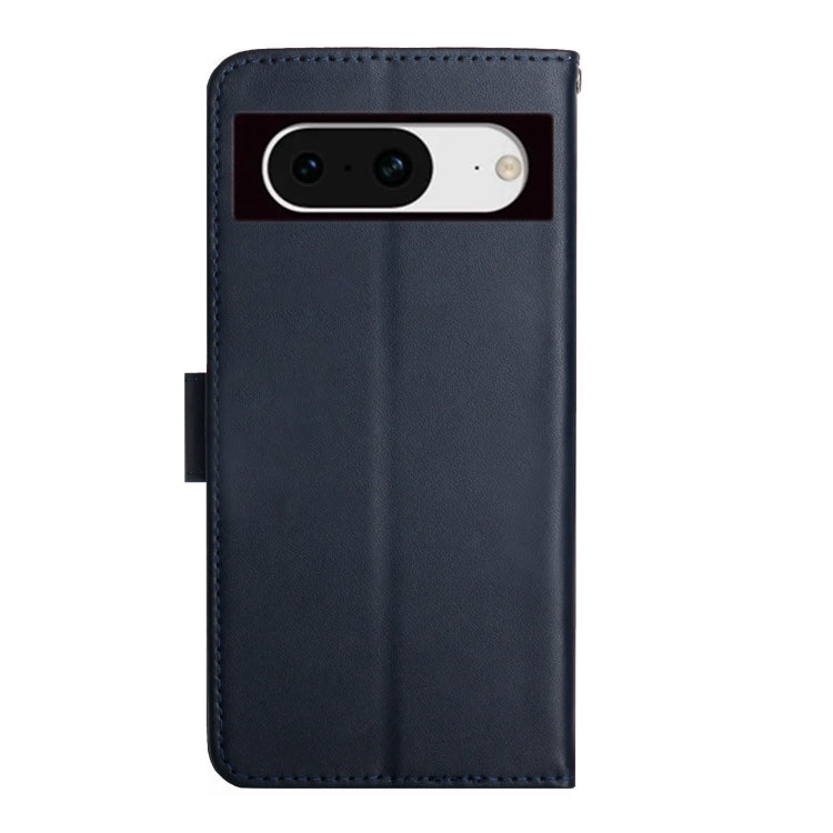 For Google Pixel 8a HT02 Genuine Leather Fingerprint-proof Flip Phone Case showcasing its elegant design and card slots.