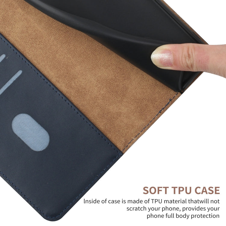 For Google Pixel 8a HT02 Genuine Leather Fingerprint-proof Flip Phone Case showcasing its elegant design and card slots.