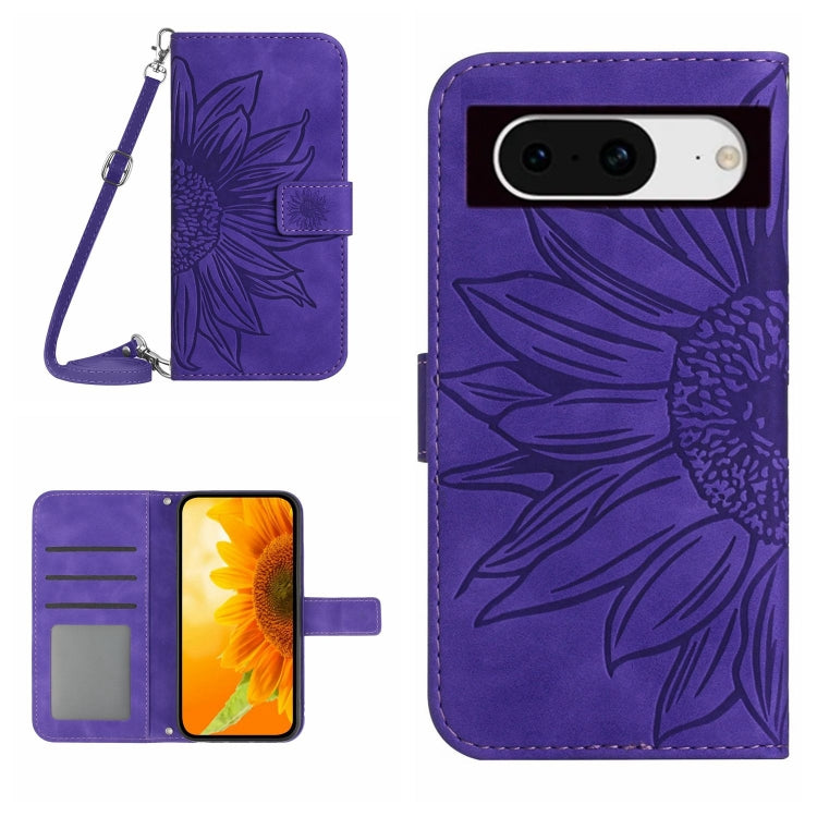 For Google Pixel 8a Skin Feel Sun Flower Embossed Flip Leather Phone Case showcasing its elegant design and functional features.