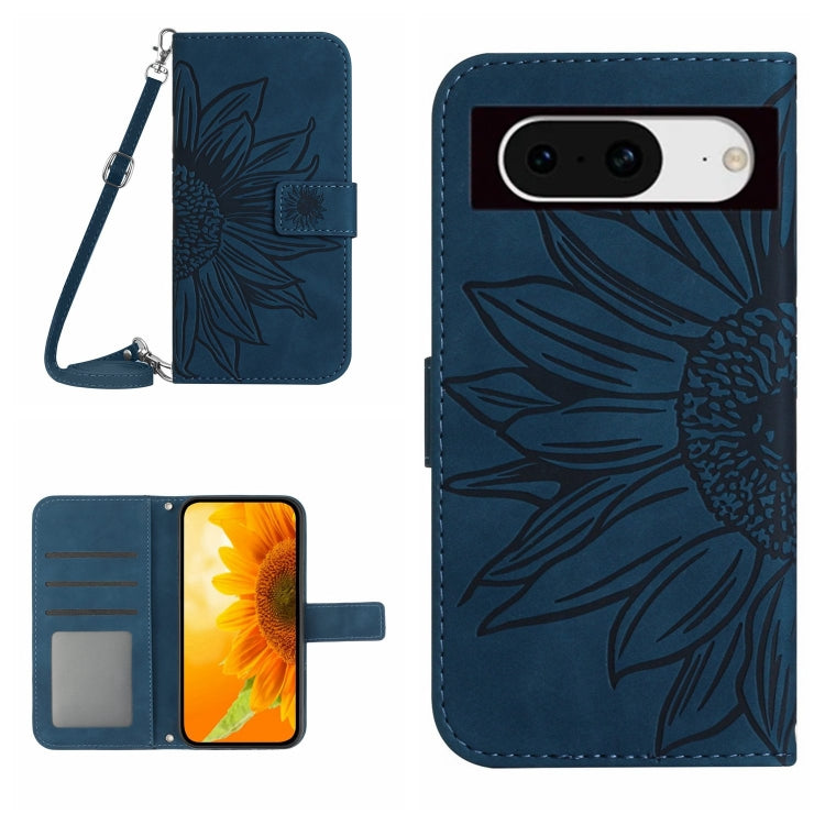 For Google Pixel 8a Skin Feel Sun Flower Embossed Flip Leather Phone Case showcasing its elegant design and functional features.