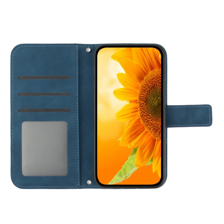 For Google Pixel 8a Skin Feel Sun Flower Embossed Flip Leather Phone Case showcasing its elegant design and functional features.